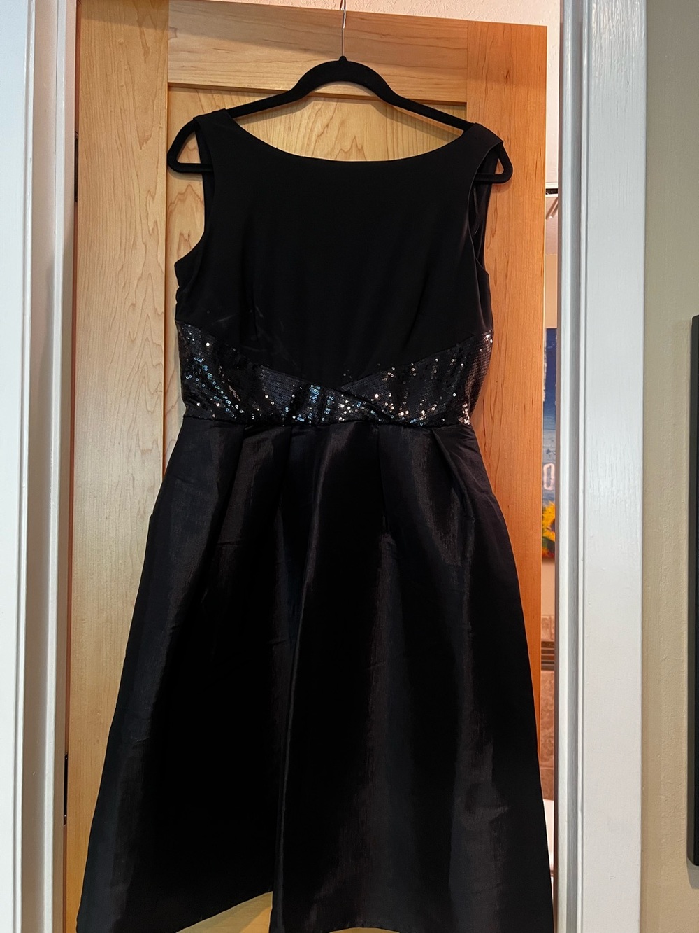 Black Sequin Waist Party Dress
